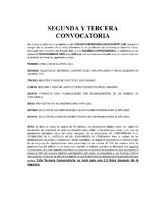 Segunda y Tercera Convocatoria Conjunto Residencial Lago Country Sur