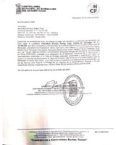 Cartel Contraloría Municipal de Maracaibo O-CM-UAI-025-2025