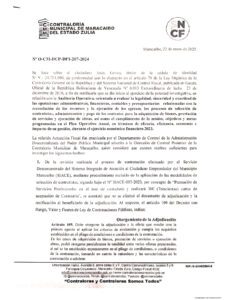 Cartel Contraloría Municipal de Maracaibo del Estado Zulia Nro O-CM-DCP-DPI-207-2024