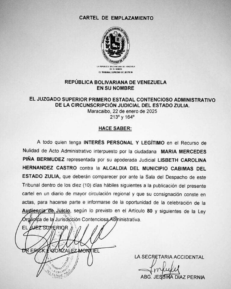 Cartel de Emplazamiento Audiencia de Juicio