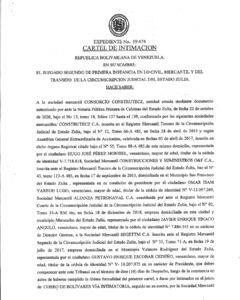 Cartel de Intimación Expediente Nro 59.474