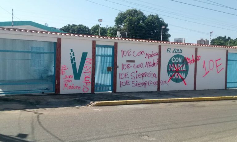 Vandalizan con mensajes oficialistas la sede de Vente Zulia en Maracaibo