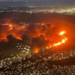 Vista aérea incendio en Los Angeles California