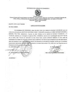 Cartel de Notificación Asunto VP31-V-2017-000826