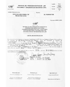 Cartel de Notificación Disolución Estable de Hecho
