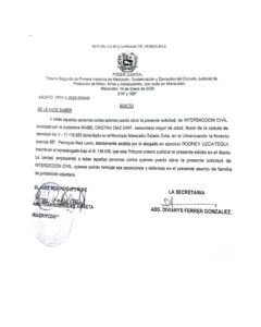 Edicto Asunto VP31-V-2022-003949
