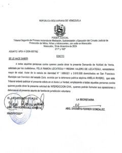Edicto Asunto VP31-V-2024-007782