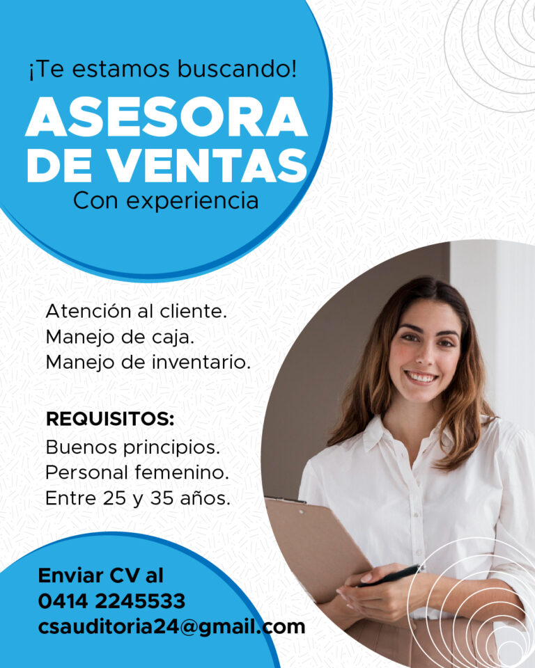 Se Solicita Asesora de Ventas