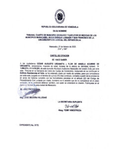 Cartel de Citación Expediente Nro 3172