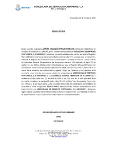 Convocatoria Asamblea General Ordinaria Venezolana de Servicios Portuarios C.A