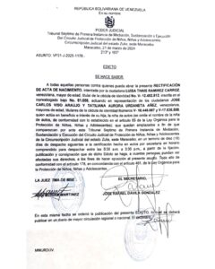 Edicto Asunto Provisional VP31-J-2025-1178