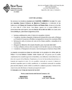 Asamblea General Ordinaria Club del Comercio