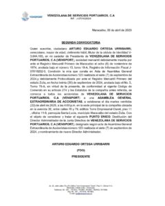 Segunda Convocatoria Venezolana de Servicios Portuarios (VENSPORT)