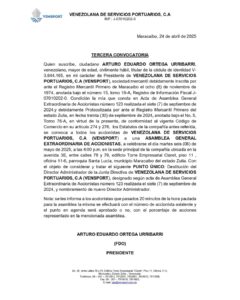 Tercera Convocatoria Venezolana de Servicios Portuarios C.A (VENSPORT)