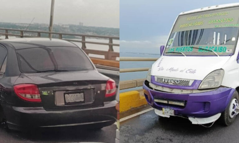 Se suelta caucho de un carro e impacta contra autobús en el Puente