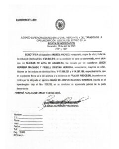 Boleta de Notificación Expediente Nro 13.809