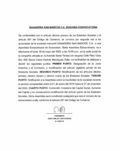Segunda Convocatoria Ganadería San Marcos C.A