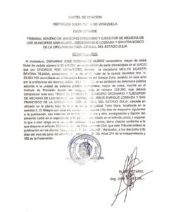 Cartel de Citación Divorcio por Desafecto