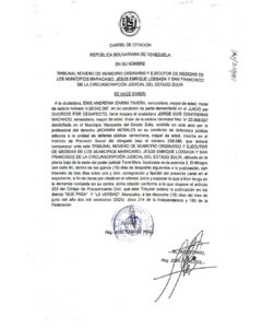 Cartel de Citación Divorcio por Desafecto Enis Izarra