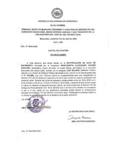 Cartel de Citación Solicitud Nro TM6-6845-2025