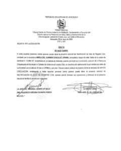 Edicto Asunto Nro VP31-J-2025-001785