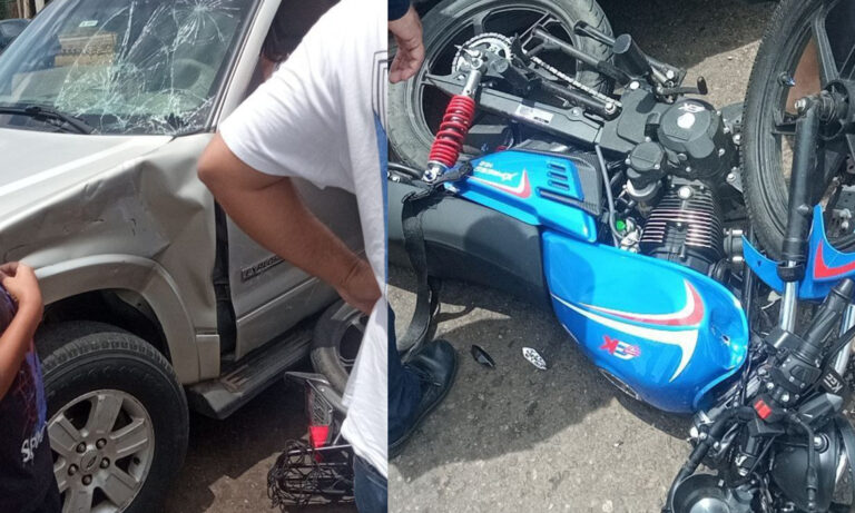 Reportan choque entre motorizado y camioneta diagonal al Cuartel Libertador