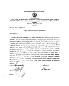 Cartel de Notificación del NO Presente Asunto VP31-J-2025-000240