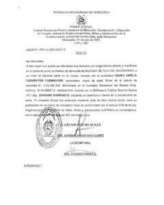 Edicto Asunto Nro VP31-V-2025-002712