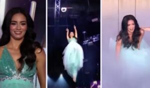 Concursante de Miss Universo Latina cae en vivo de 3 metros de altura
