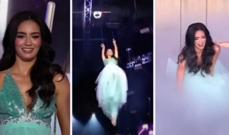Concursante de Miss Universo Latina cae en vivo de 3 metros de altura