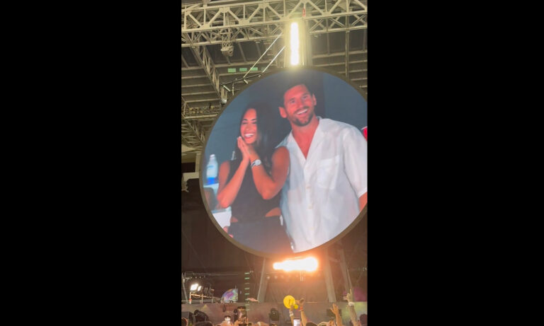 Polémica “kiss cam” de Coldplay capta a Messi y su esposa en Miami
