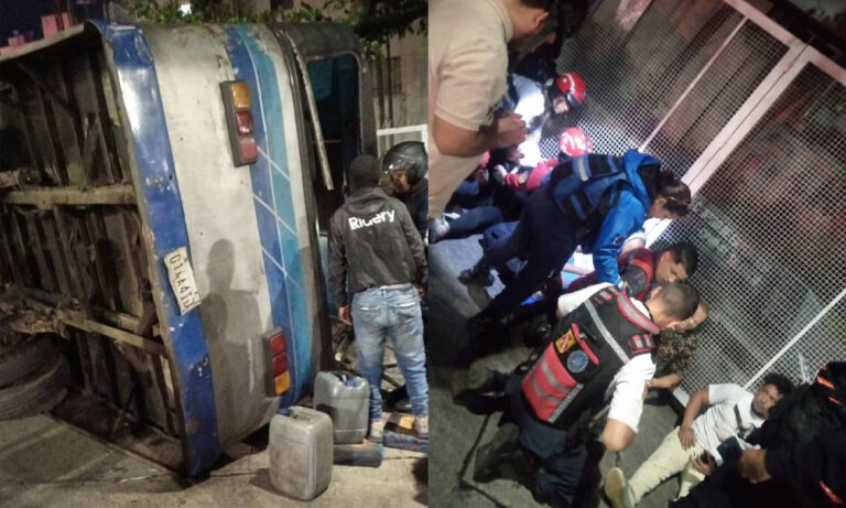 Vuelco de autobús en Caracas deja 30 heridos