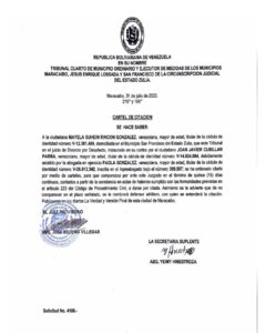 Cartel de Citación Solicitud Nro 4106