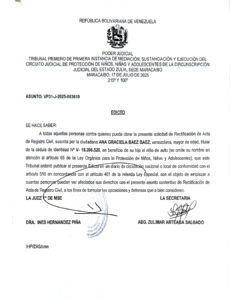 Edicto Asunto Nro VP31-J-2025-003610