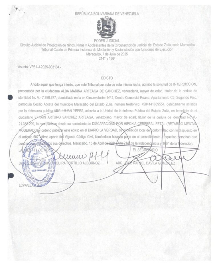 Edicto Asunto VP31-J-2025-003134