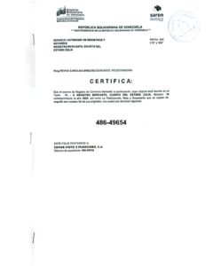 Registro Mercantil Edmar Moto's Maracaibo C.A Expediente Nro 486-49654