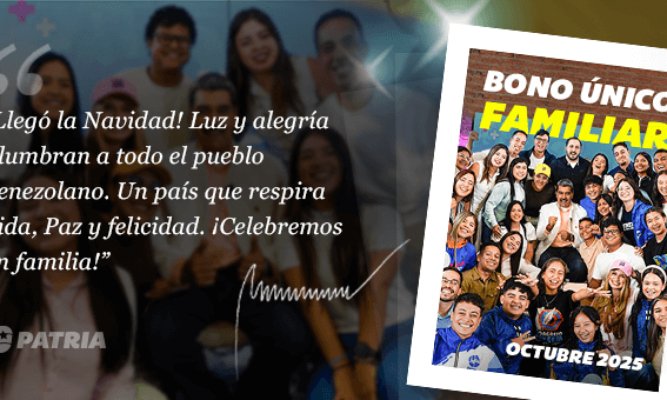 Dan el Bono Único Familiar de octubre a través de Patria