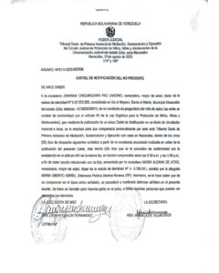 Cartel de Notificación del NO Presente Asunto VP31-V-2023-007838