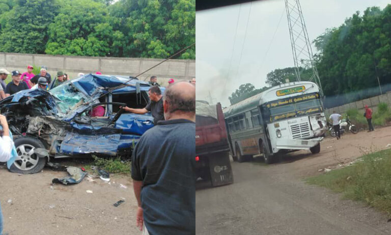 Choque de autobús y camioneta en vía a Palito Blanco deja 3 heridos