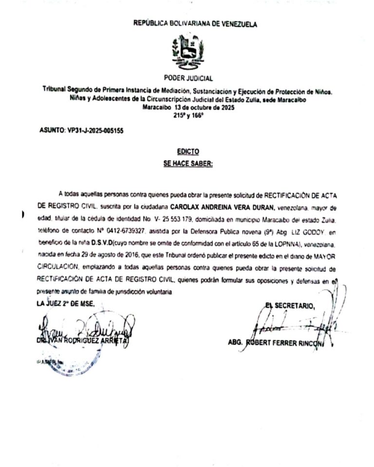 Edicto Asunto VP31-J-2025-005155