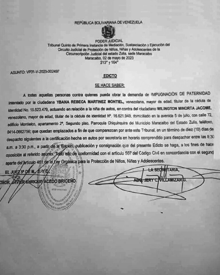 Edicto Asunto VP31-V-2023-002497