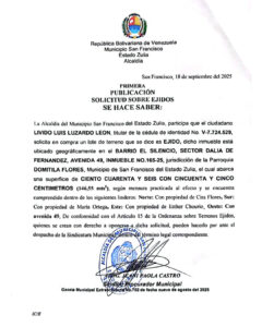 Primera Publicación Solicitud Sobre Ejidos