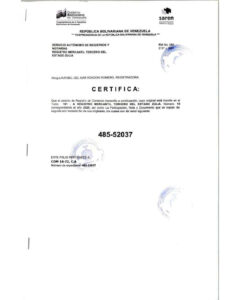 Registro Mercantil COM 14-72 C.A Expediente Nro 485-52037