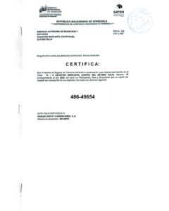 Registro Mercantil Edmar Moto's Maracaibo C.A Expediente Nro 486-49654
