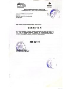 Registro Mercantil Fercom Group Norte CA Expediente Nro 485-62473