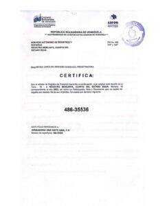 Registro Mercantil Operadora Uno Siete Uno C.A Expediente Nro 486-35536