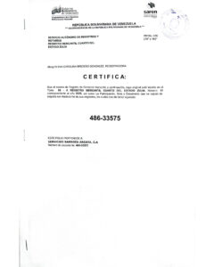 Registro Mercantil Servicios Barboza Arcaya Expediente Nro 486-33575