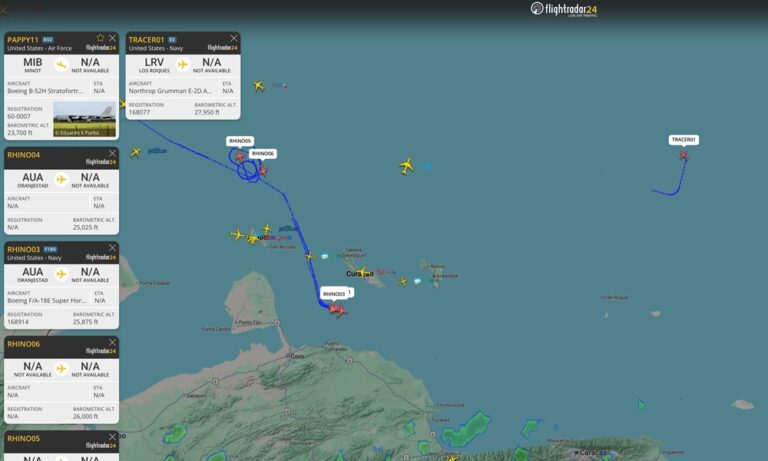Aviones militares de EE. UU. sobrevuelan aguas cerca de Venezuela