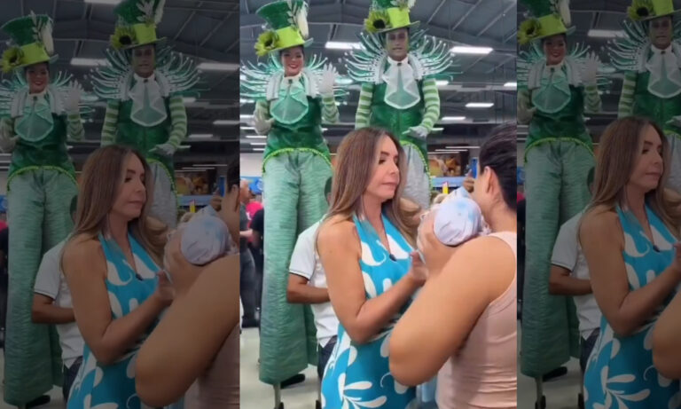 Viviana Gibelli da clase a madre primeriza de cómo cargar a un bebé