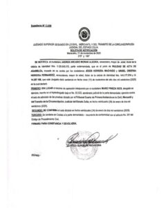 Boleta de Notificación Expediente Nro 13.809